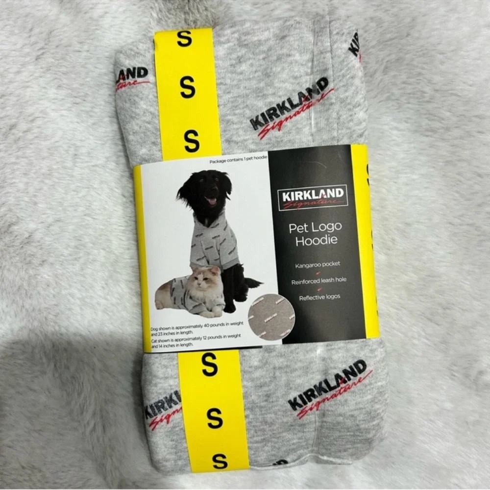 GRAY Kirkland Signature Logo Pet Hoodie for Cat / Dog